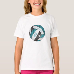 teal black girly sports volleyball team colours T-Shirt