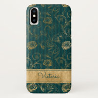 Teal, Black, Gold Rose Case-Mate iPhone X Case