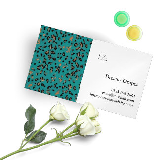 Teal, Black, Gold & White Logo Magnetic Business Card