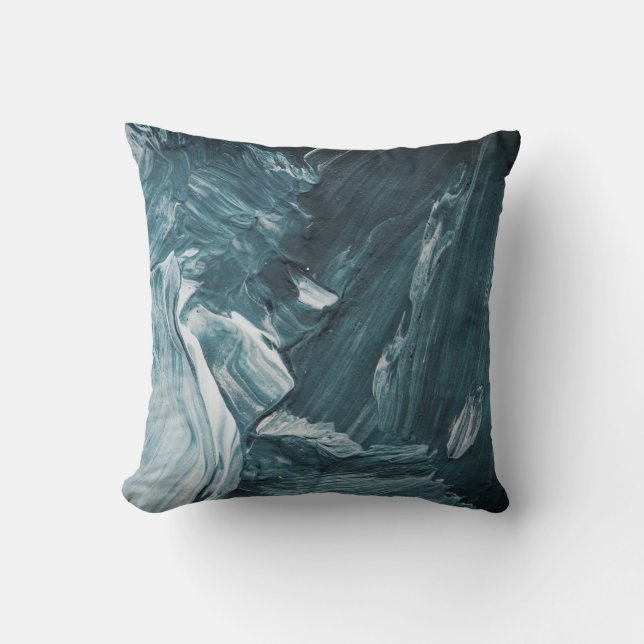 Teal Black Grey & White Abstract Design Cushion (Front)