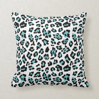 Teal Black Leopard Animal Print Pattern Cushion