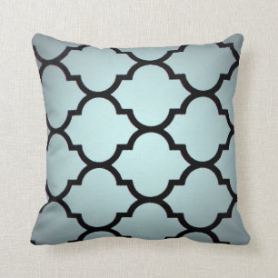 teal black Moroccan Lattice Repeatable Pattern Cushion