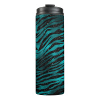 Teal & Black Ombre Glam Glitter Tiger Stripes