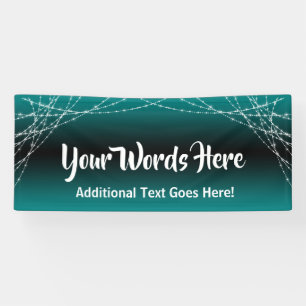 Teal & Black Ombre Light Strings Add Your Own Text Banner