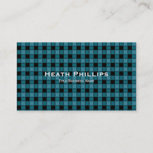 Teal & Black Plaid Chequered Business Cards