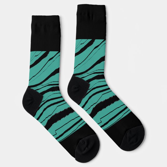 Teal Black Print  Socks (Right)