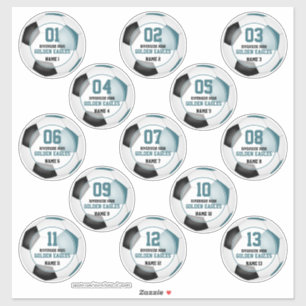 Teal black soccer team colours girls boys set of 1