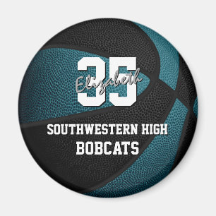teal black sports team colours gifts basketball magnet
