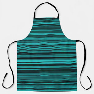 Teal Black Stripes Apron