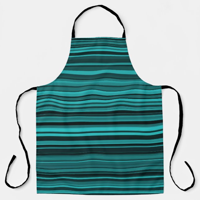 Teal Black Stripes Apron (Front)