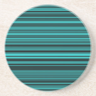 Teal Black Stripes Coaster