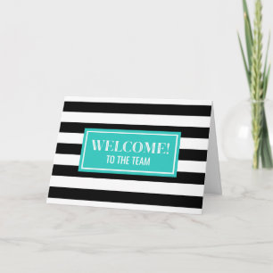 Teal Black Stripes Employee Welcome to the Team Card
