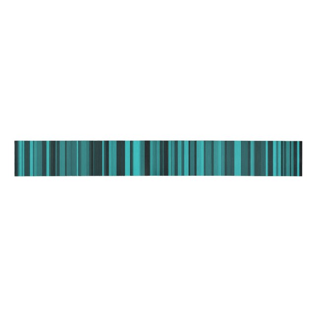 Teal Black Stripes Grosgrain Ribbon (Front)