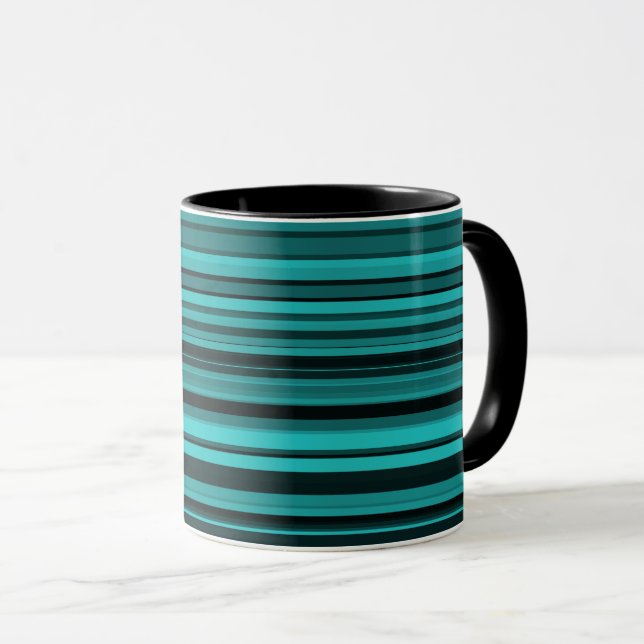 Teal Black Stripes Mug (Front Right)