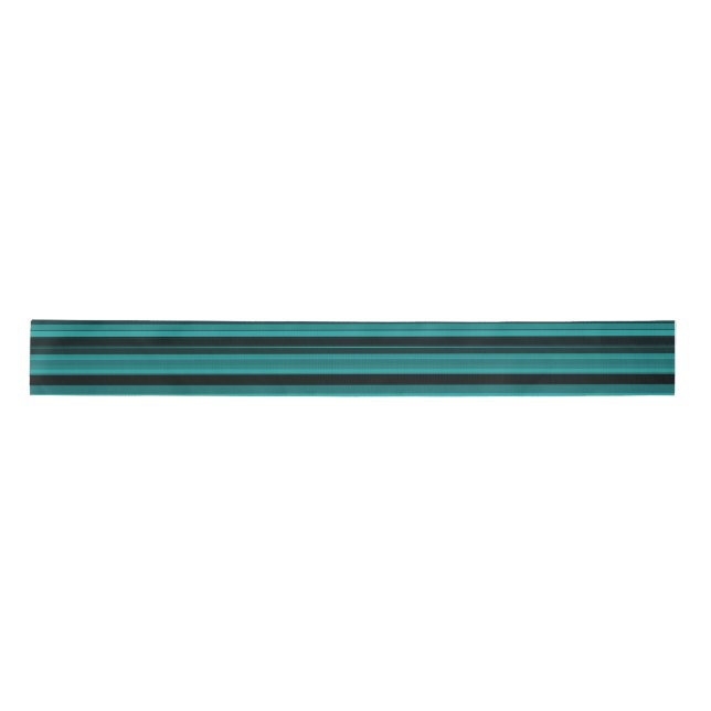 Teal Black Stripes Satin Ribbon (Front)