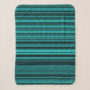 Teal Black Stripes Sherpa Blanket