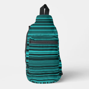 Teal Black Stripes Sling Bag