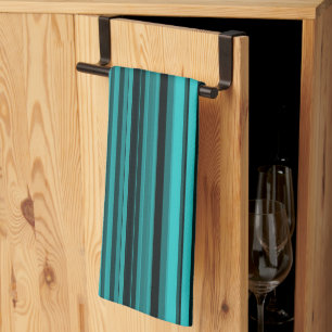 Teal Black Stripes Tea Towel
