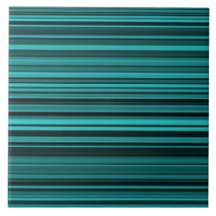 Teal Black Stripes Tile