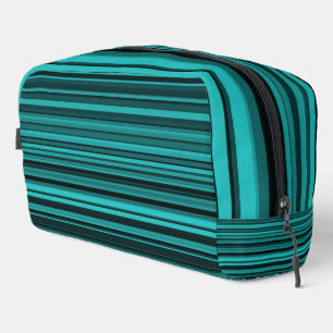 Teal Black Stripes Toiletry Bag