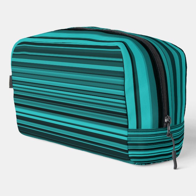 Teal Black Stripes Toiletry Bag (Right Corner)