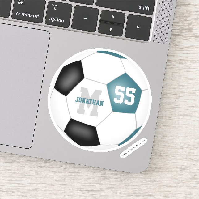 Teal black team colors boys girls soccer (Detail)