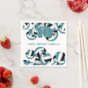 teal black team colours volleyball kids sports napkin