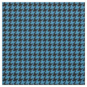 Teal Black Textured Houndstooth Geometric Pattern Fabric