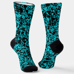 Teal Black Triangle Pattern Socks