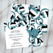 teal black volleyball boys girls birthday party