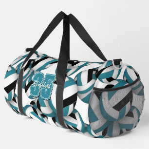 teal black volleyball team colours pattern  duffle bag