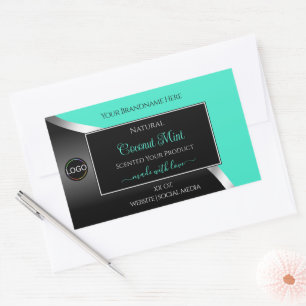 Teal Black Wavy Silver with Logo Product Labels