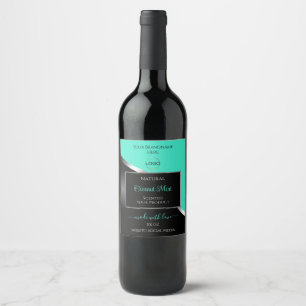 Teal Black Wavy Silver with Logo Product Labels
