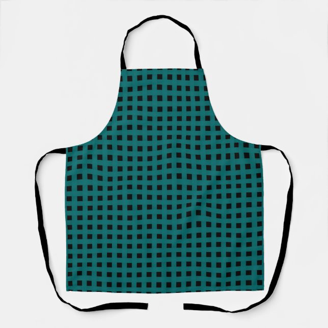 Teal Black Weave Pattern Apron (Front)