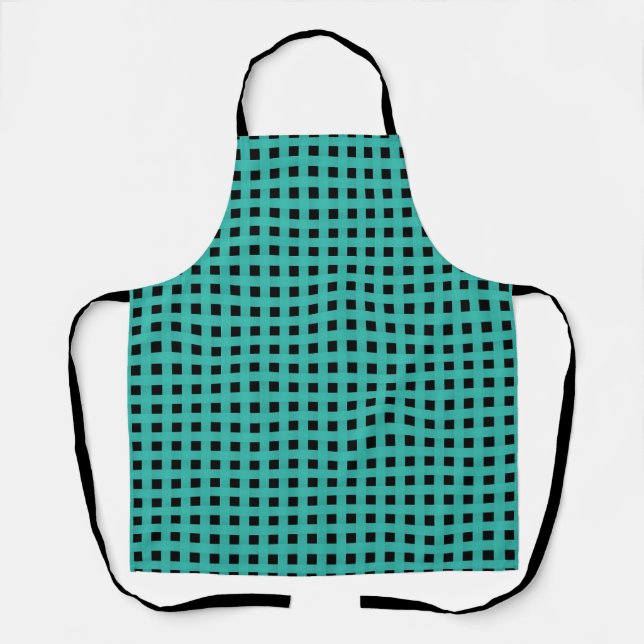 Teal Black Weave Pattern Apron (Front)