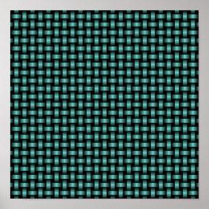 Teal Black Weave Pattern Poster