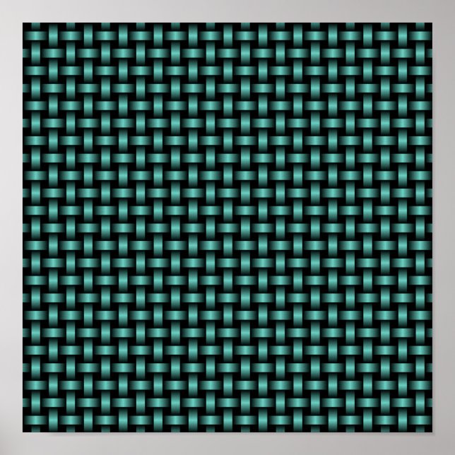 Teal Black Weave Pattern Poster (Front)
