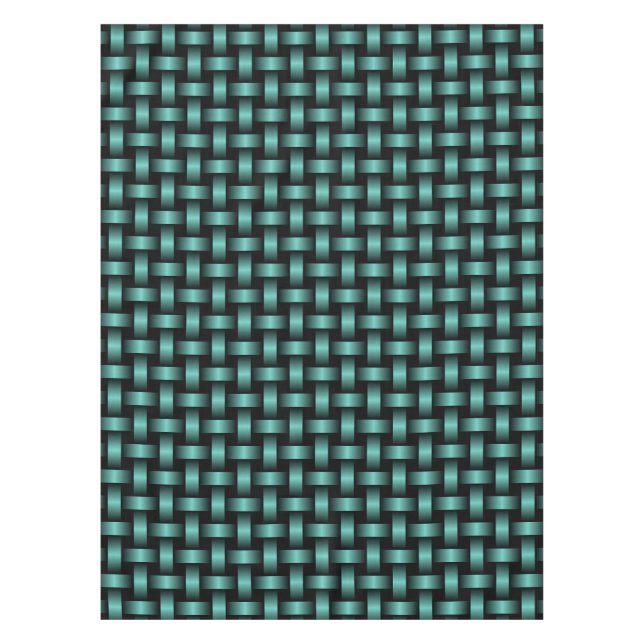 Teal Black Weave Pattern Tablecloth (Front)