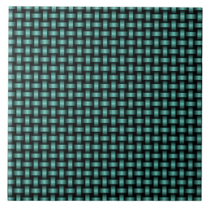 Teal Black Weave Pattern Tile
