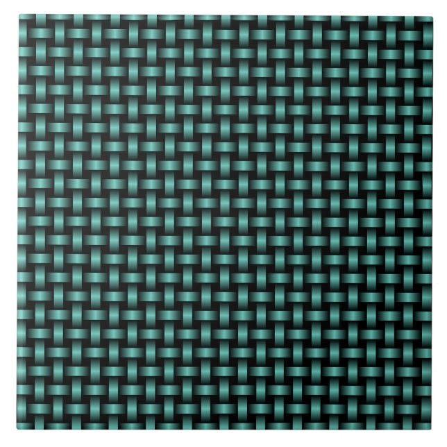 Teal Black Weave Pattern Tile (Front)