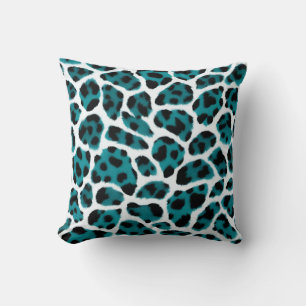 Teal Black White Animal Print  Cushion