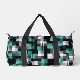 Teal Black White Trendy Pattern Duffle Bag