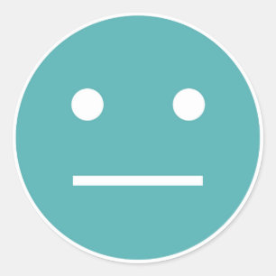 Teal blank face emoji classic round sticker