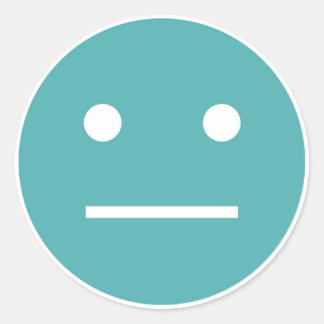 Teal blank face emoji classic round sticker