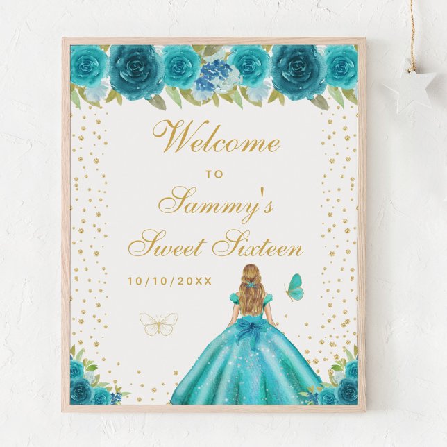 Teal Blonde Hair Girl Sweet Sixteen Welcome Poster (Creator Uploaded)