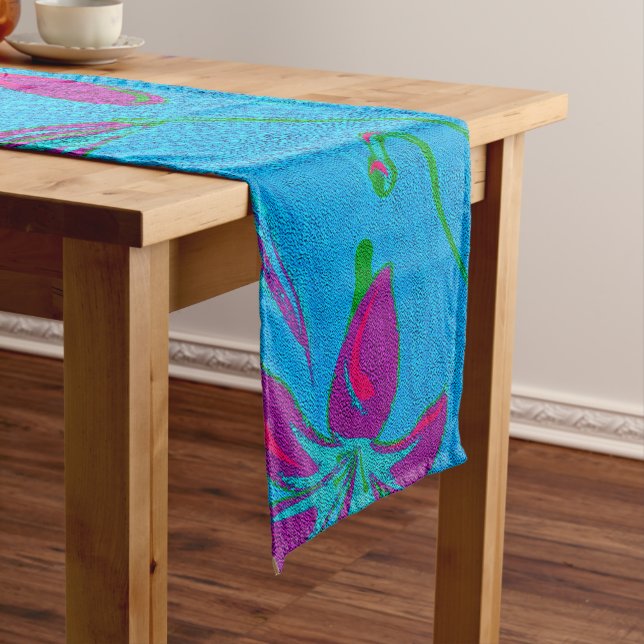 Teal Bloom Breeze Short Table Runner (In Situ)