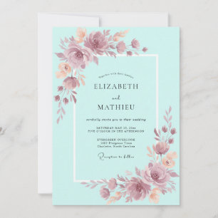 Teal Blossom Whimsy Wedding Invitation