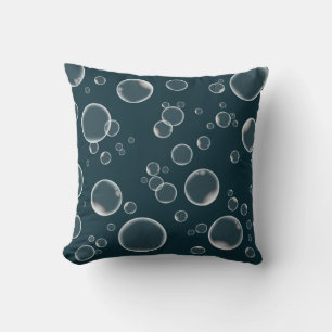 Teal Blowing Bubbles Pillow. All About Bubbles Cushion