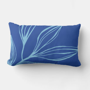 Teal & Blue Abstract Marine Plant Throw Pillow