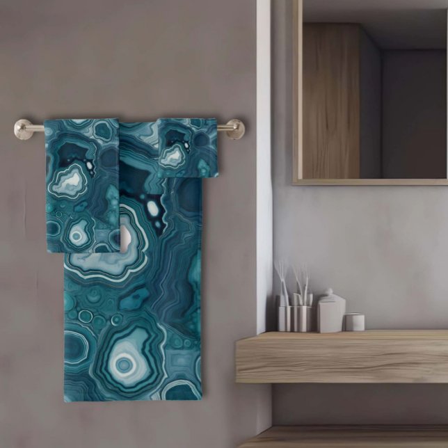 Teal Blue Agate Stone  Bath Towel Set (Creator Uploaded)